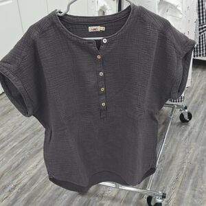 Faherty Gray Button-Up Top